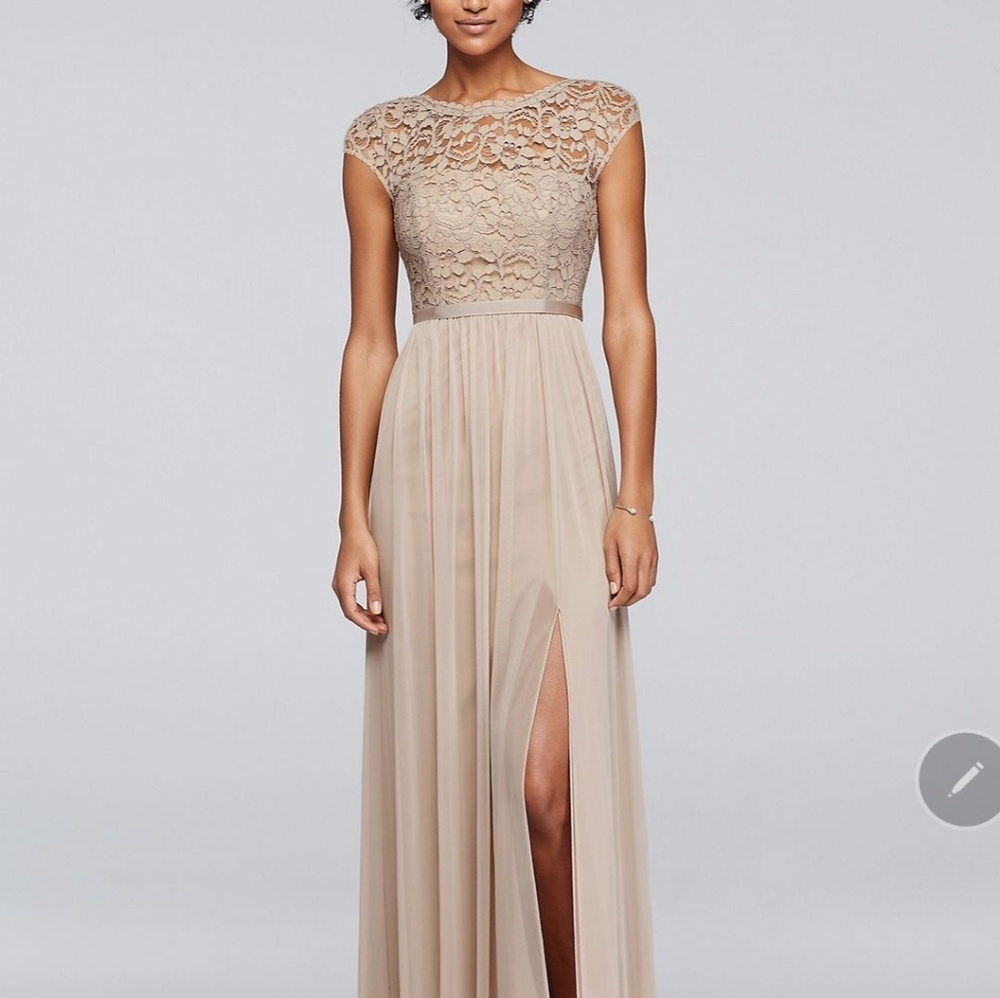 David bridal size 24 champagne colored gown